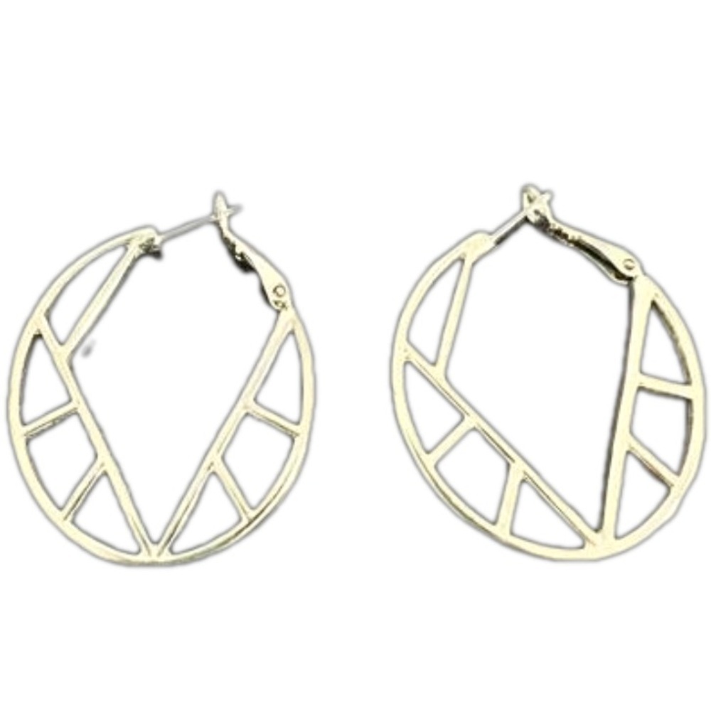 🍭6/$30 Gold tone geometric metallic hoop earrings